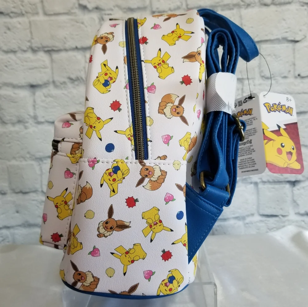 Loungefly Pokemon Eevee Pikachu Berries Mini Backpack Bag New - Picture 3 of 15